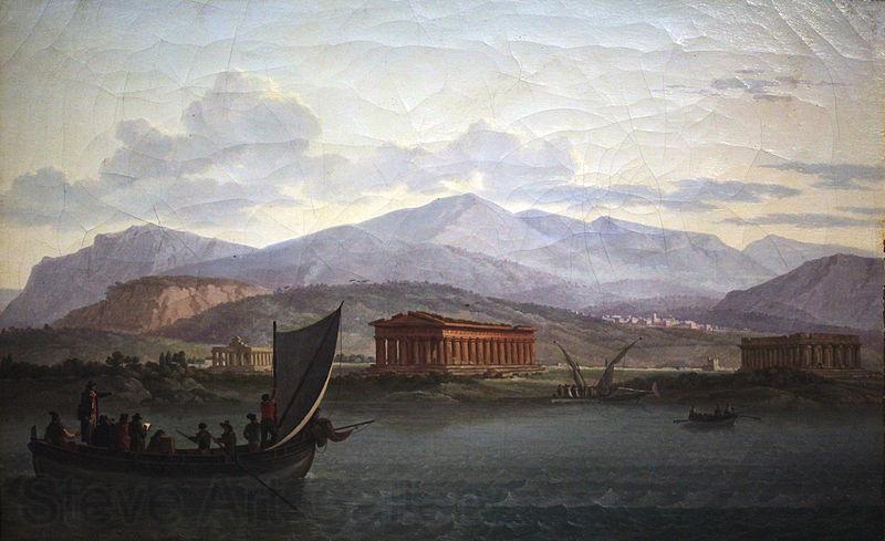 Jean Jacques Francois Taurel Artists closing to Paestum from the sea Norge oil painting art